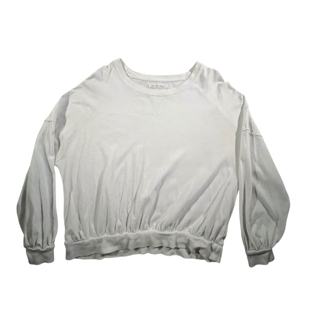 We The Free Free People Top Womens XS‎ White Long Sleeve Relaxed Ribbed Hem